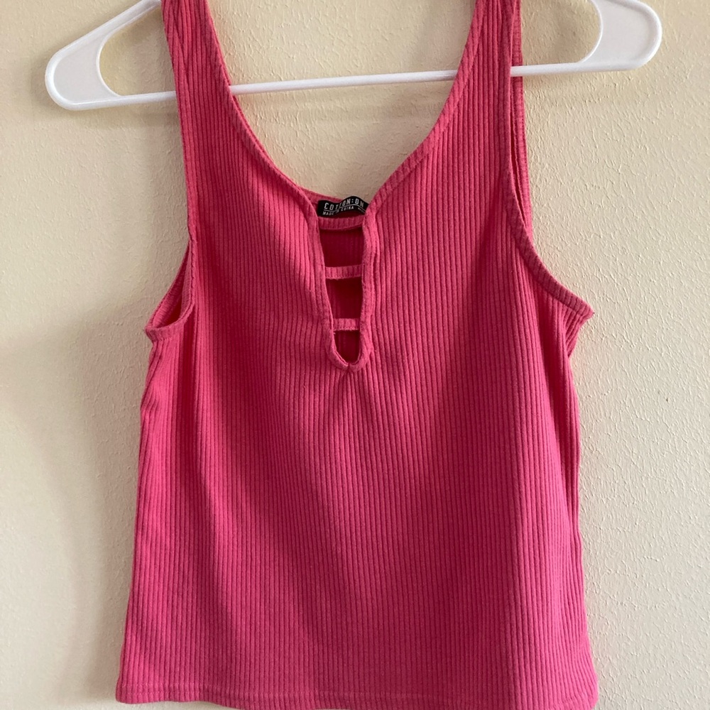 Cotton On Fuchsia Ribbed Tank Top